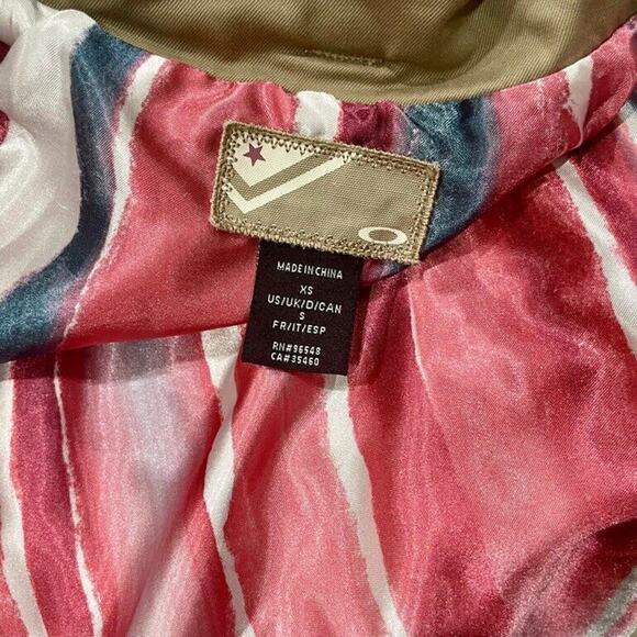 Y2K OAKLEY TRENCH COAT KHAKI SZ XS PEA COAT MILITARY STYLE VERSATILE AESTHETIC - Picture 8 of 16